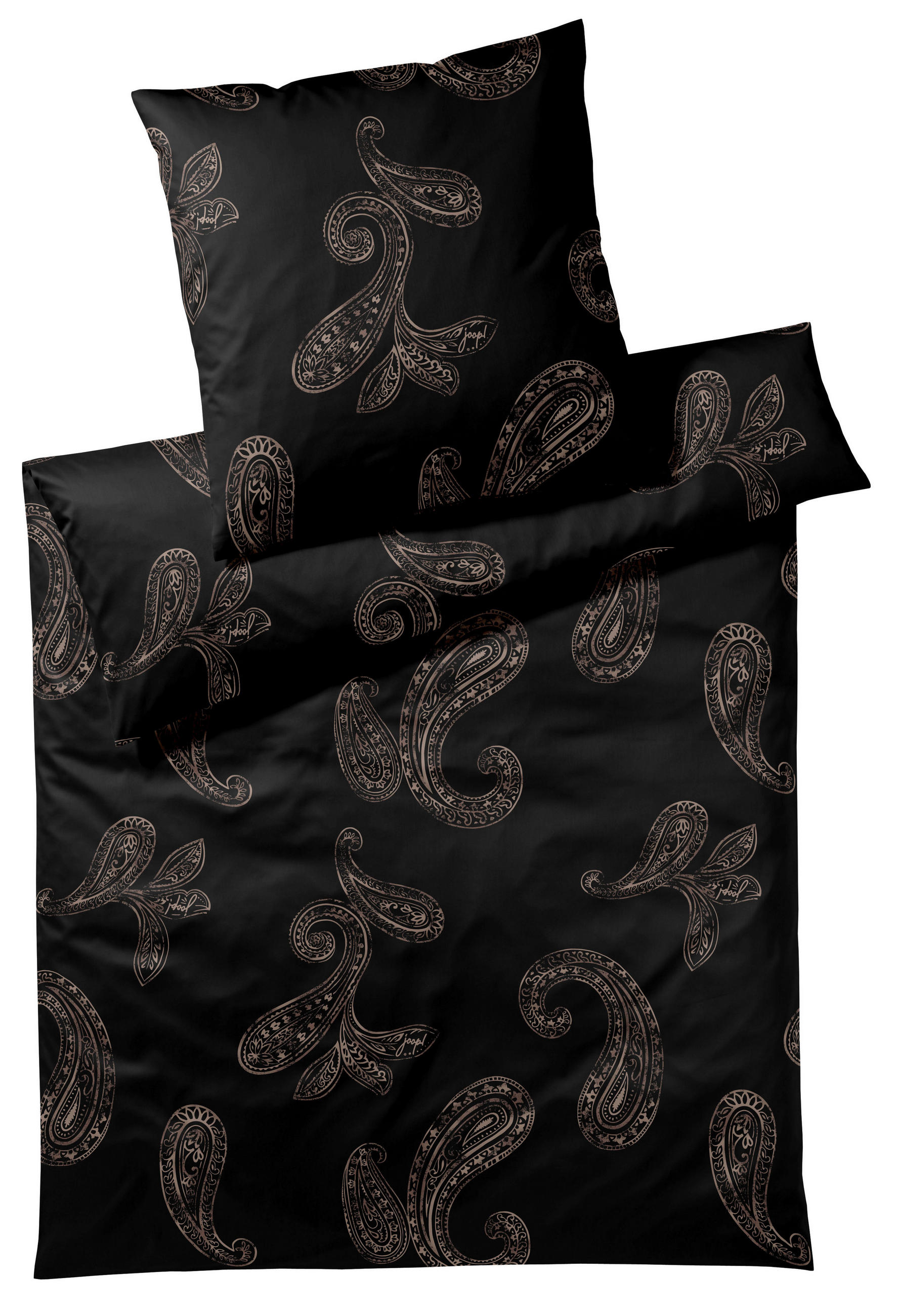 BETTWÄSCHESET Makosatin 160/210 cm  70 cm/50 cm  - Schwarz, Design, Textil (160/210cm) - Joop!