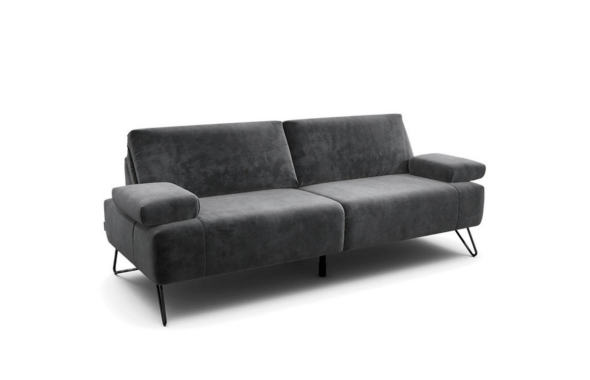 2,5-SITZER Samt Anthrazit  - Anthrazit/Schwarz, Design, Textil/Metall (204-234/85/86-94cm) - SENSOO