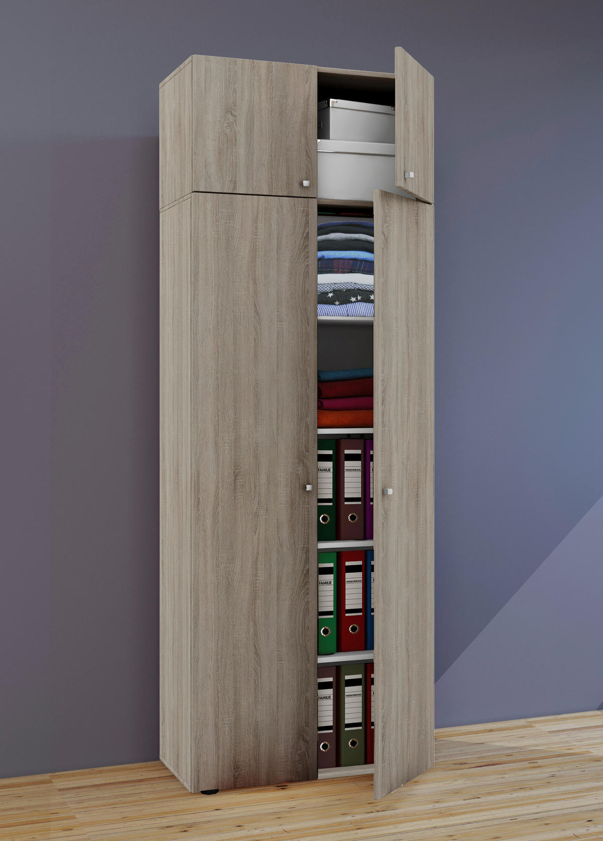 MEHRZWECKSCHRANK 70/218/39 cm  - Silberfarben/Schwarz, Modern, Holzwerkstoff/Kunststoff (70/218/39cm) - MID.YOU