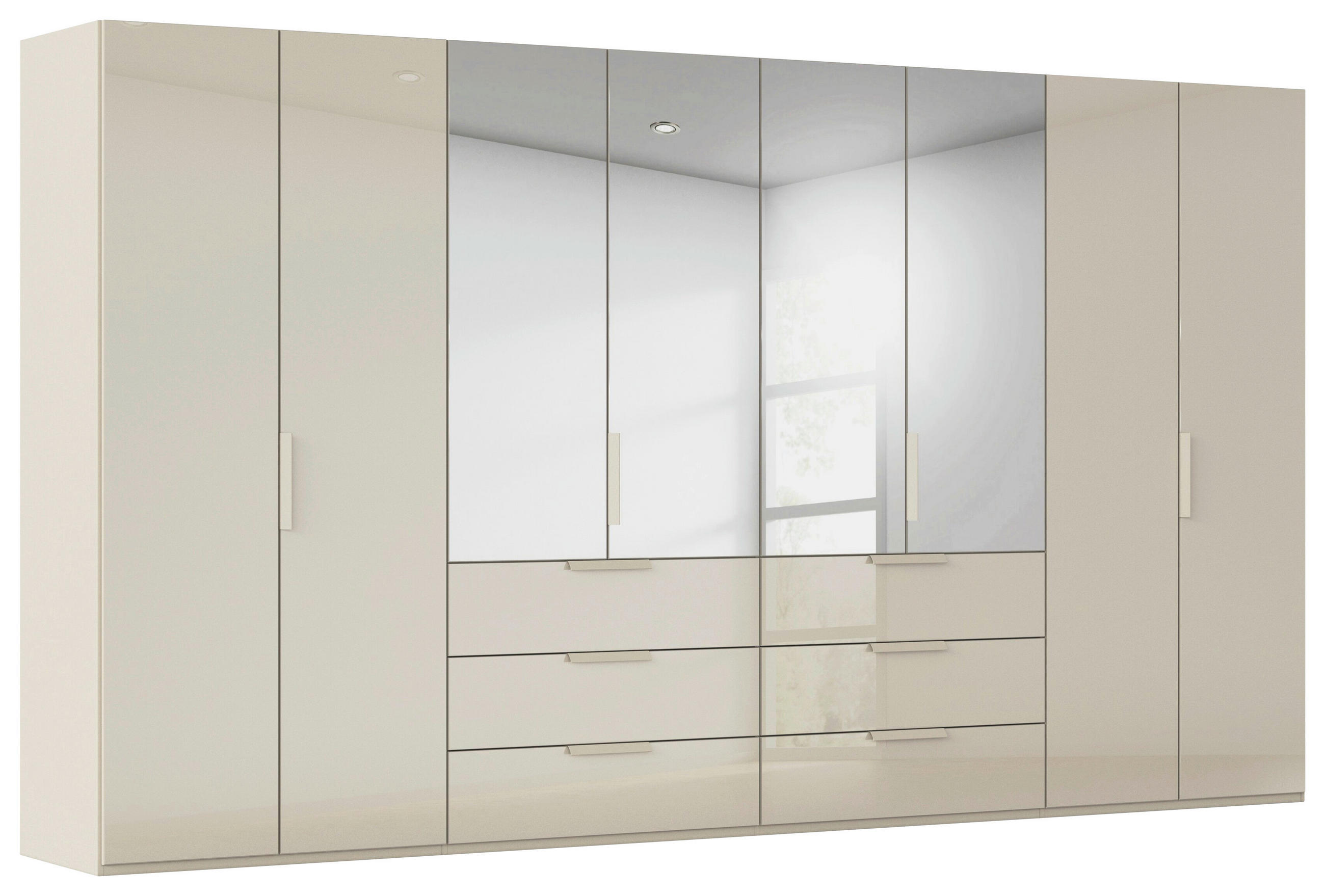 DREHTÜRENSCHRANK 400/235/61 cm,  in Champagner, 8-türig  - Champagner, Basics, Glas/Holzwerkstoff (400/235/61cm) - Novel