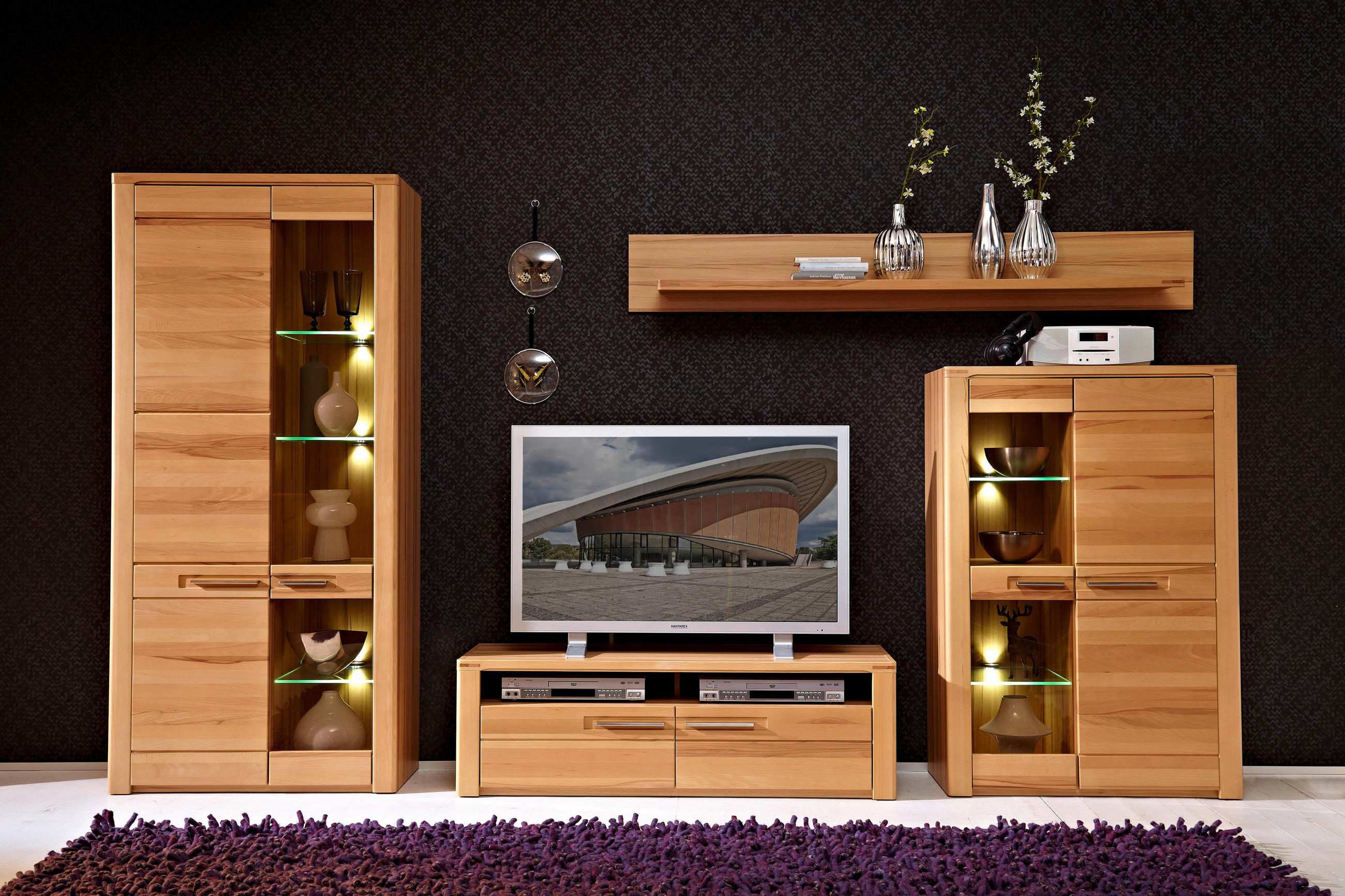 VITRINE in teilmassiv Kernbuche Buchefarben  - Buchefarben, Basics, Holz/Holzwerkstoff (85/185/40cm) - Livetastic