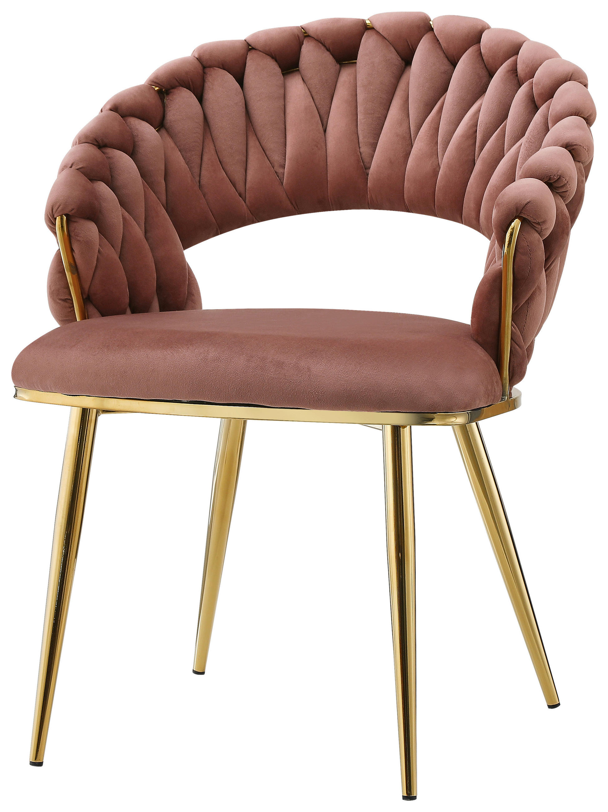 STOL MED ARMSTÖD SET 2 styck järn  - guldfärgad/rosa, Design, metall/plast (61/82/60cm) - Kayoom