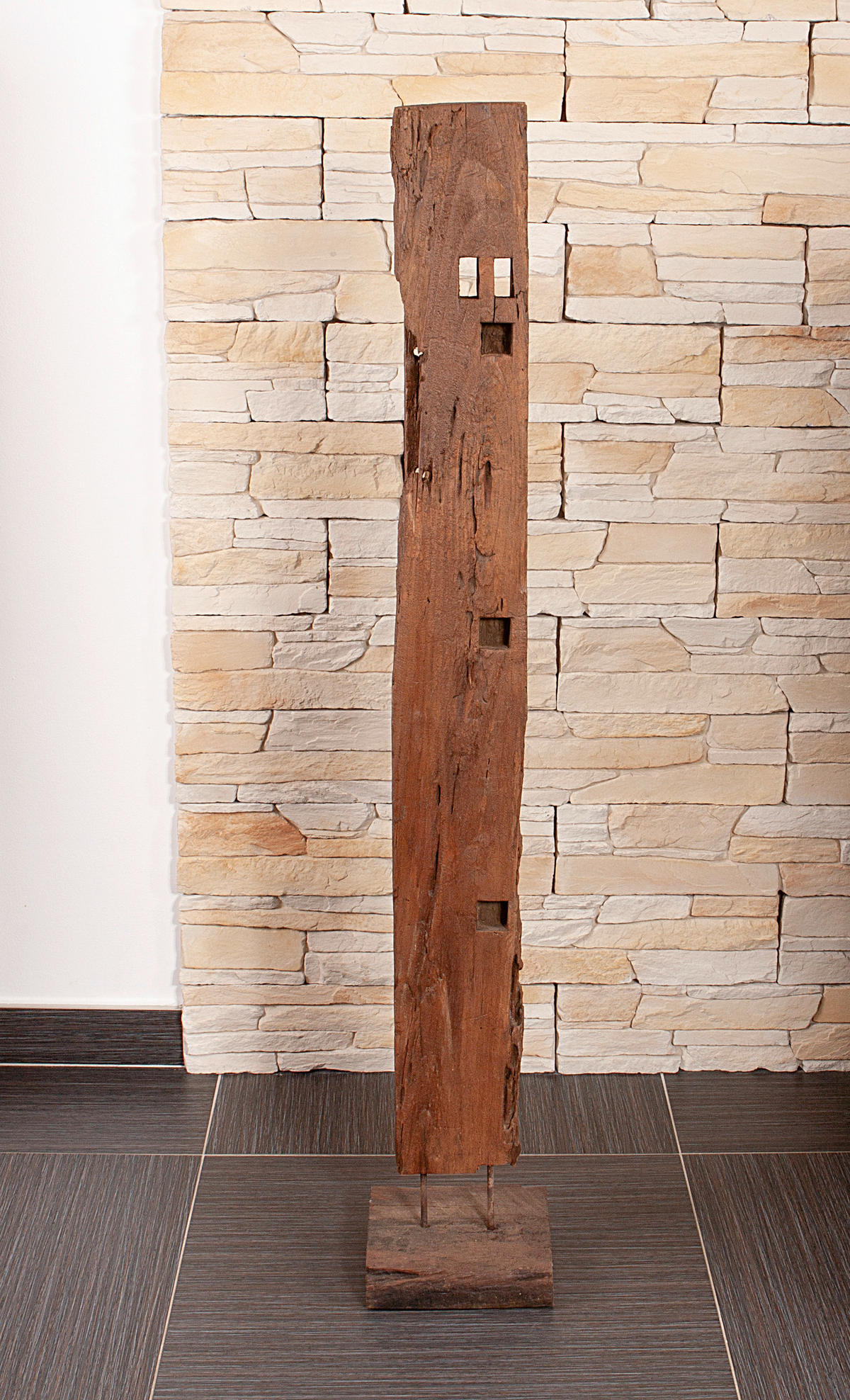 SKULPTUR - Braun, Basics, Holz (20,5/132/20,5cm) - Gardenson