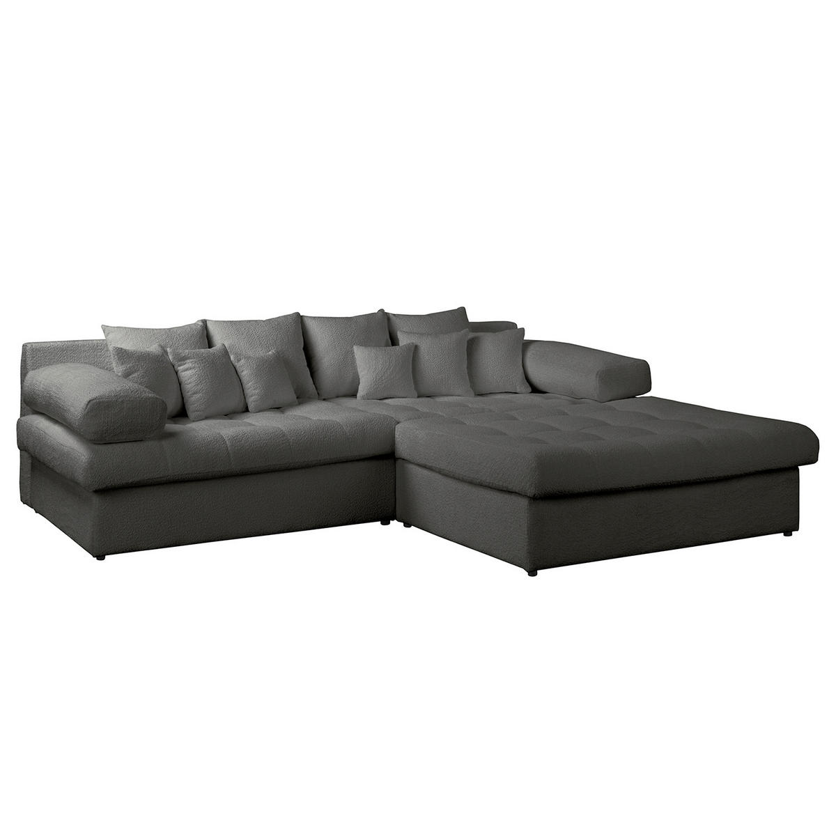 ECKSOFA Naomi in Chenille Anthrazit Rückenkissen  284/243 cm  - Anthrazit/Schwarz, Design, Kunststoff/Textil (284/243cm) - P & B