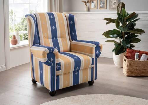 OHRENSESSEL in Mikrofaser Blau  - Wengefarben/Blau, Konventionell, Holz/Textil (92/102/89cm) - Livetastic