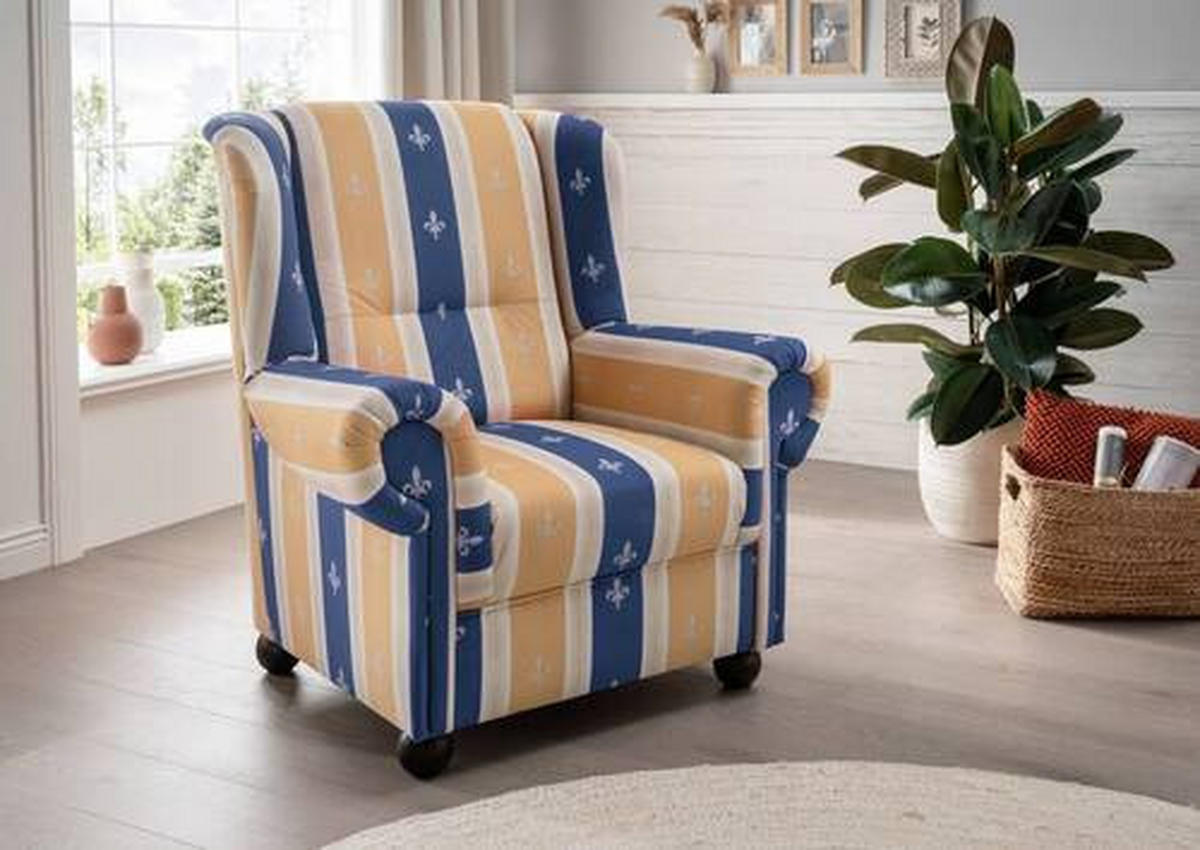 OHRENSESSEL in Mikrofaser Blau  - Wengefarben/Blau, Konventionell, Holz/Textil (92/102/89cm) - Livetastic