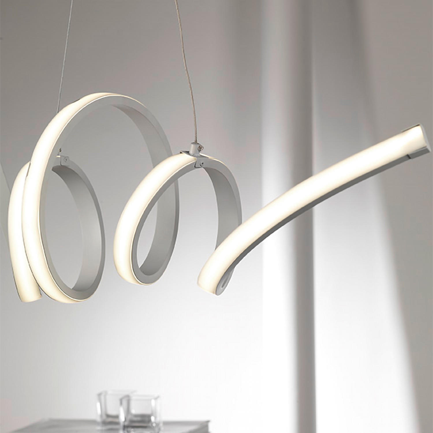 ZÁVESNÉ LED SVIETIDLO, 80/25/145 cm  - biela, Design, kov (80/25/145cm)