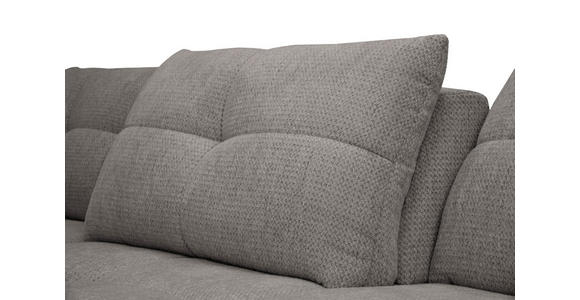 ECKSOFA Graubraun Chenille Armlehnenkissen, Rücken echt, Sitztiefenverstellung  - Graubraun/Schwarz, KONVENTIONELL, Textil/Metall (215/313cm) - Hom`in