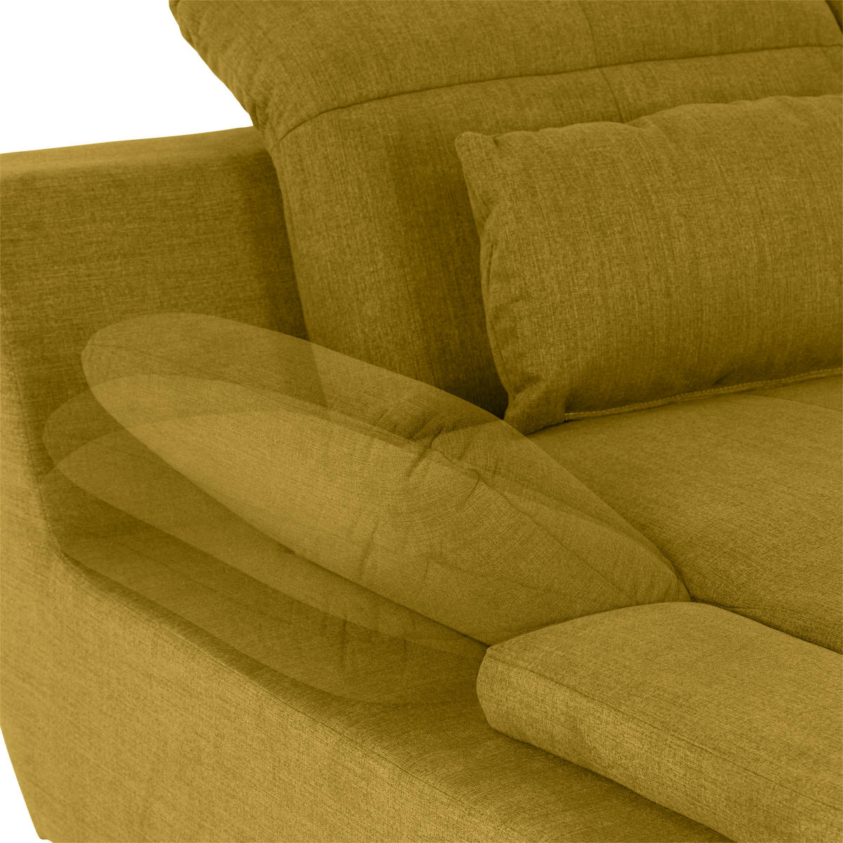 WOHNLANDSCHAFT in Mikrofaser Senfgelb  - Chromfarben/Senfgelb, Modern, Textil/Metall (228/345/184cm) - MID.YOU