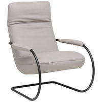 SESSEL in Echtleder Hellgrau  - Hellgrau/Schwarz, Design, Leder/Metall (80/104/99cm) - Koinor