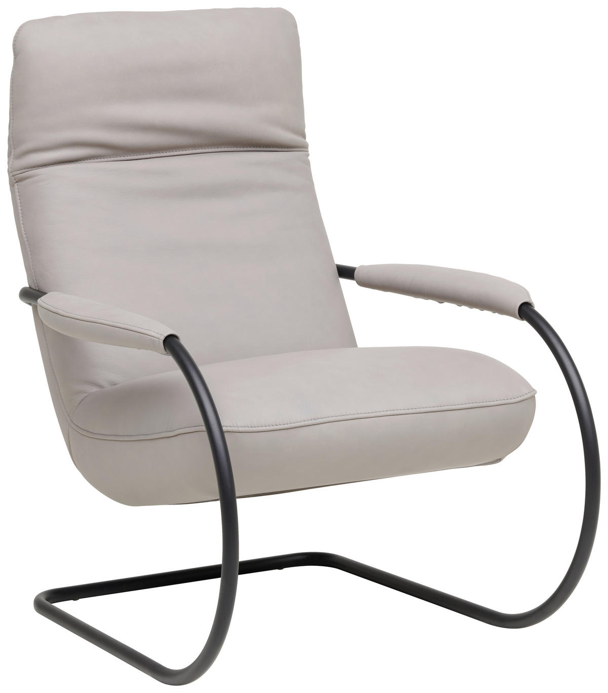 SESSEL in Echtleder Hellgrau  - Hellgrau/Schwarz, Design, Leder/Metall (80/104/99cm) - Koinor