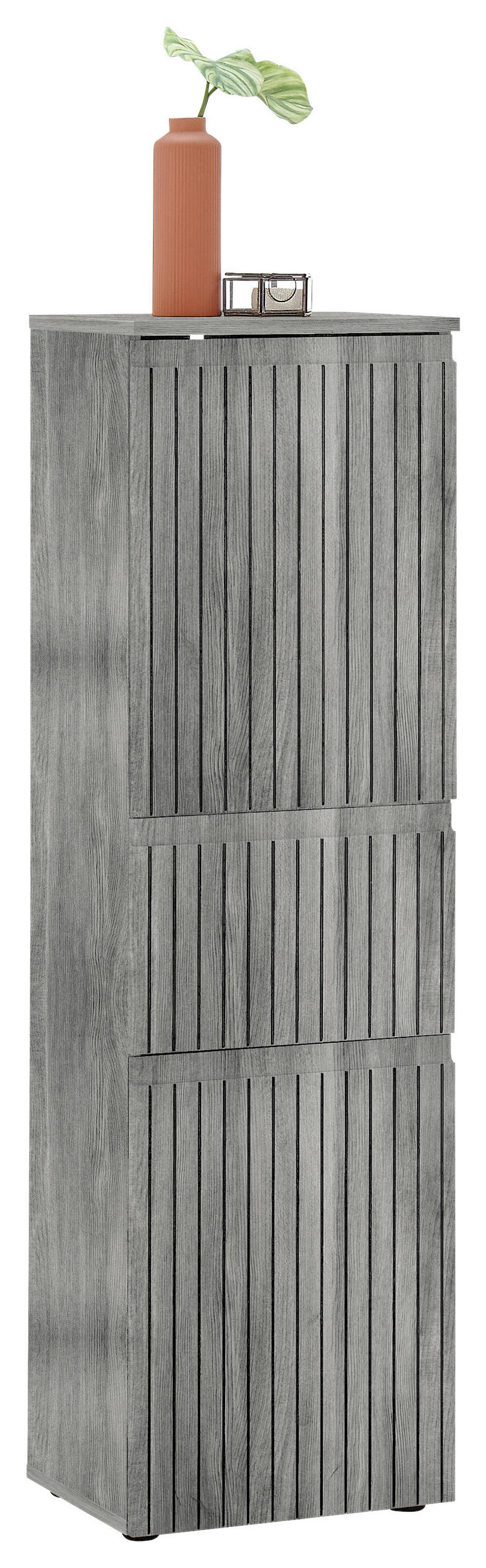 HOCHSCHRANK 40/181/31 cm  - Eiche grau/Schwarz, MODERN, Holzwerkstoff/Kunststoff (40/181/31cm) - MID.YOU