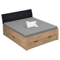 STAURAUMBETT 180/200 cm  in Sonoma Eiche  - Schwarz/Sonoma Eiche, Design, Holzwerkstoff (180/200cm) - Xora