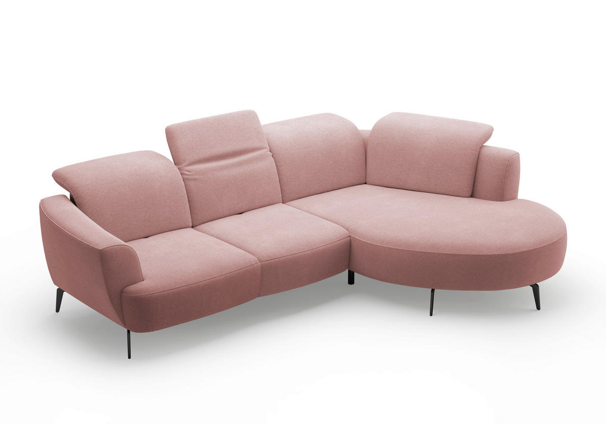 ECKSOFA in Mikrofaser Altrosa  - Schwarz/Altrosa, Konventionell, Textil/Metall (309/199cm) - Sit & More
