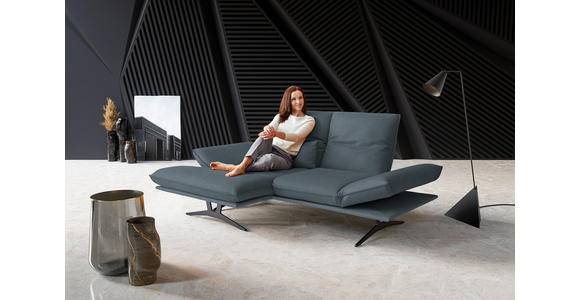 ECKSOFA in Echtleder Blau 130/210 cm - Blau/Gelb, Design, Leder/Metall (130/210cm) - Dieter Knoll