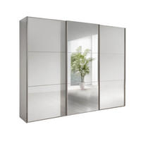 SCHWEBETÜRENSCHRANK 300/236/67 cm 3-türig Weiß  - Chromfarben/Weiß, MODERN, Glas/Holzwerkstoff (300/236/67cm) - Chameo