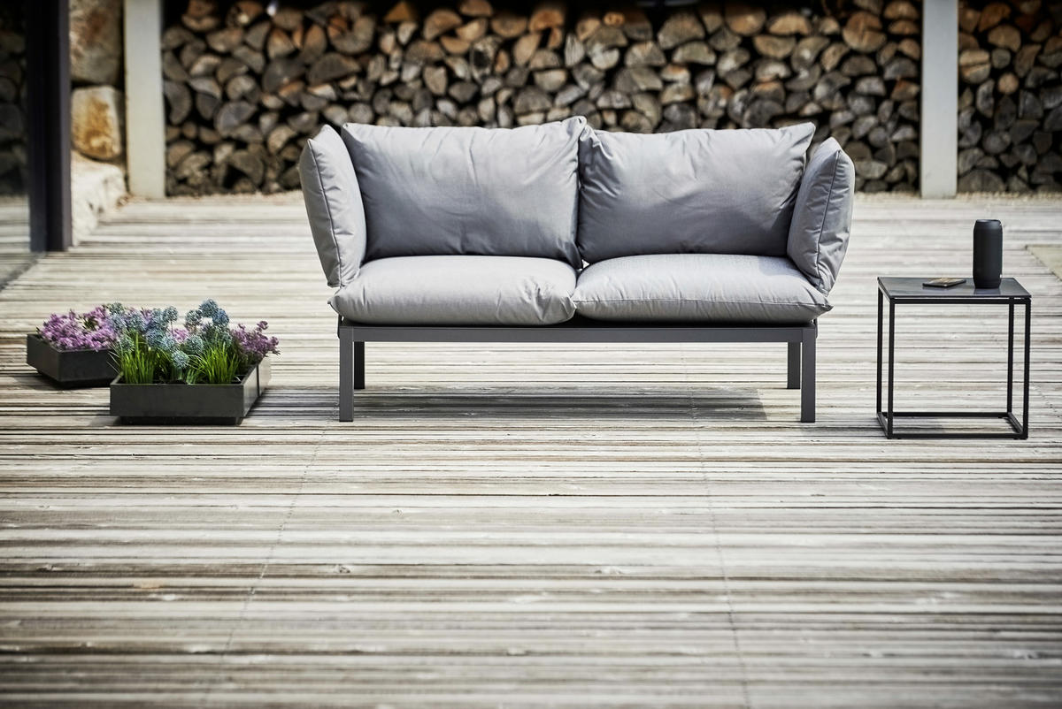LOUNGESOFA 140/85/70 cm Aluminium  - Graphitfarben/Schwarz, Design, Textil/Metall (140/85/70cm) - FIAM
