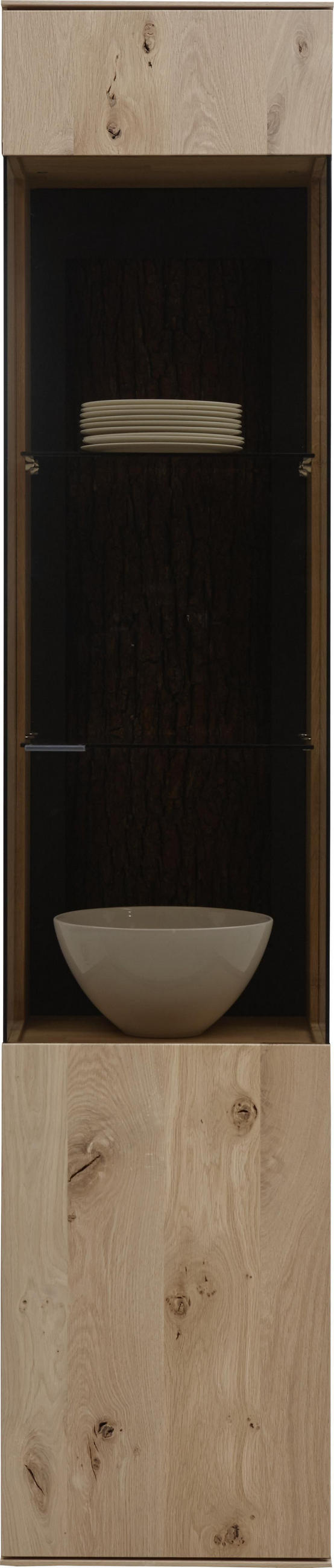 VITRINE  in vollmassiv Kerneiche Eichefarben - Eichefarben/Anthrazit, Natur, Glas/Holz (43/205/44cm) - Valnatura