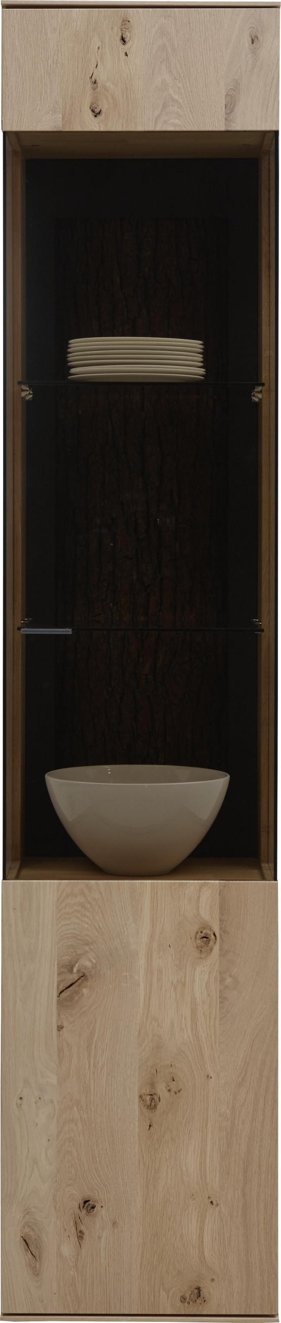 VITRINE  in vollmassiv Kerneiche Eichefarben - Eichefarben/Anthrazit, Natur, Glas/Holz (43/205/44cm) - Valnatura