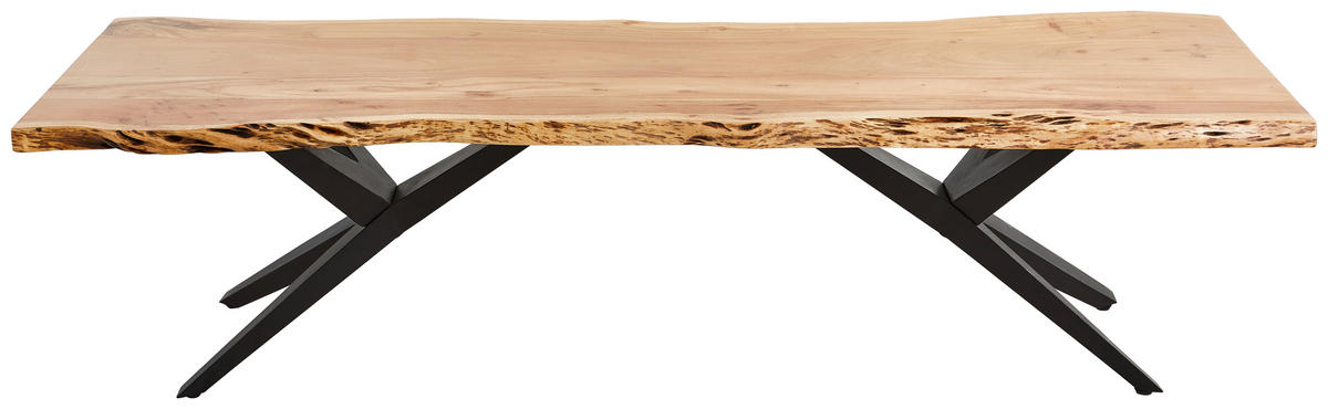 SITZBANK 175/45/40 cm Schwarz, Akaziefarben Akazie vollmassiv  - Schwarz/Akaziefarben, ROMANTIK / LANDHAUS, Holz/Metall (175/45/40cm) - Landscape