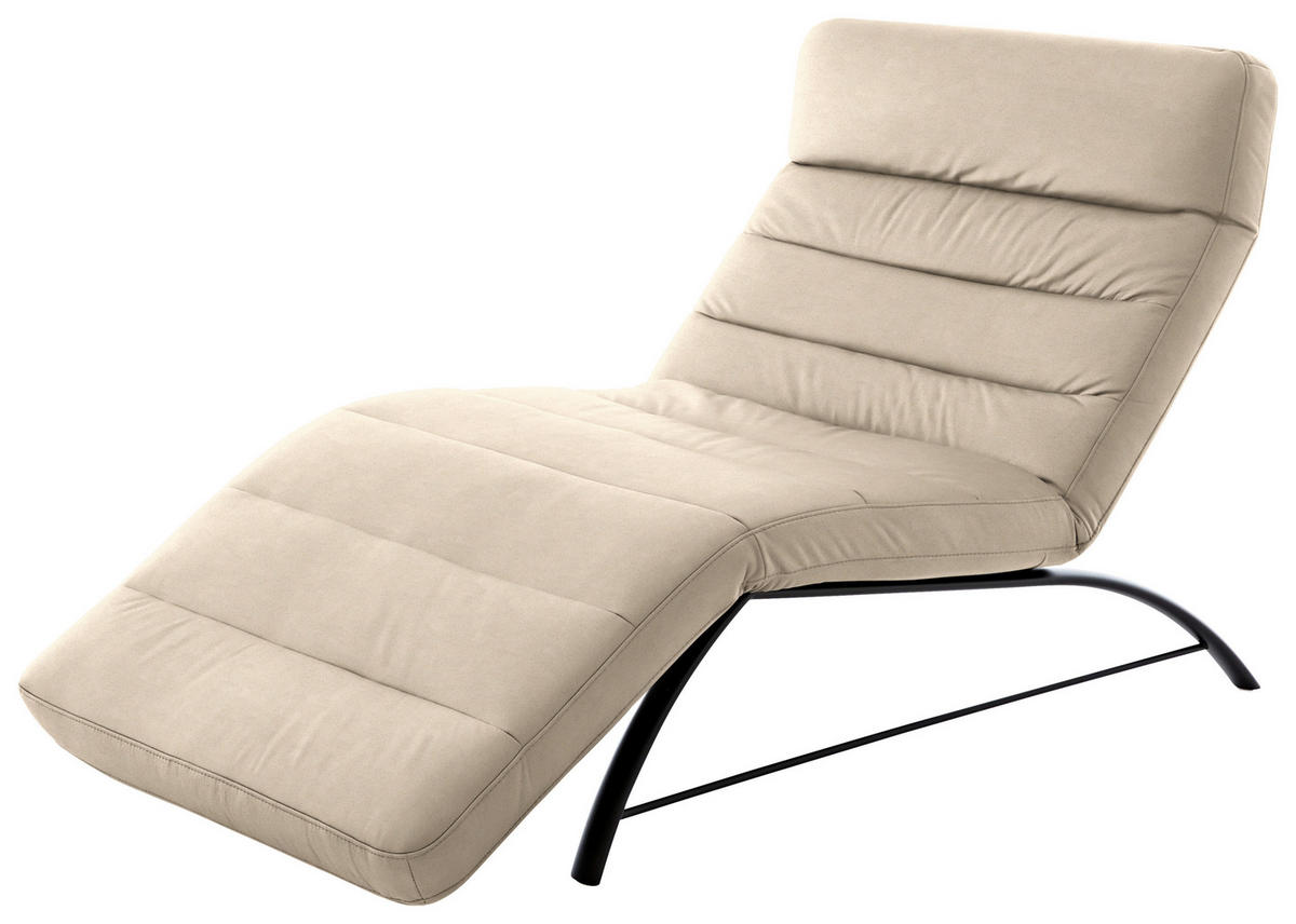 RELAXLIEGE in Mikrofaser Beige  - Beige/Schwarz, Design, Textil/Metall (95/91/170cm) - Chilliano