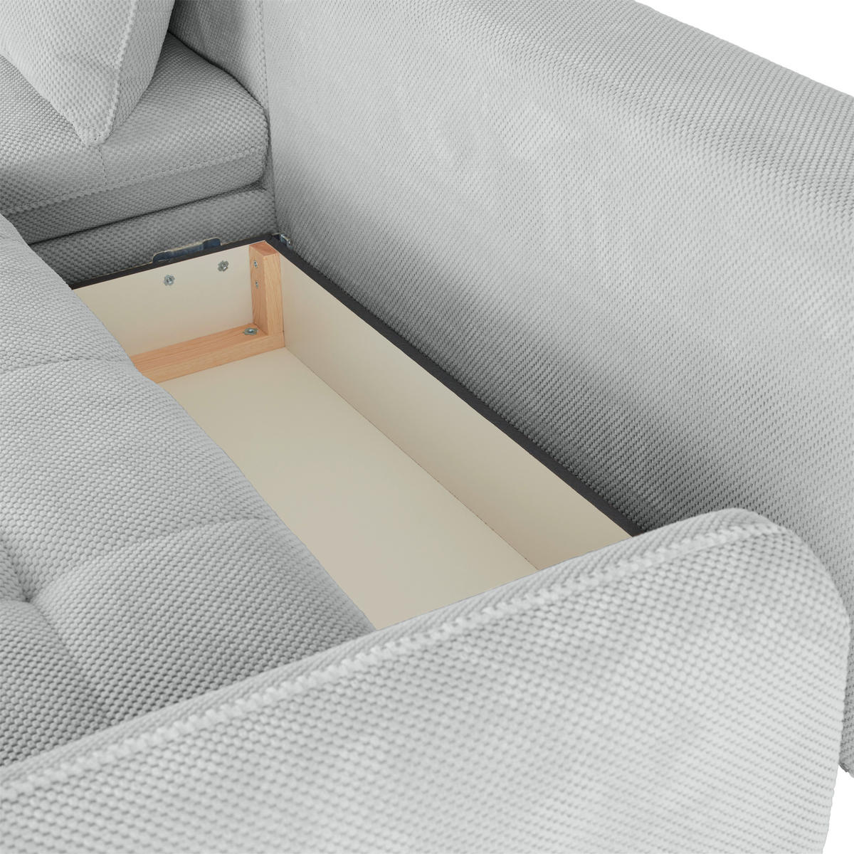 ECKSOFA WAVE Silberfarben Struktur  - Beige/Silberfarben, MODERN, Textil/Metall (189/266cm) - MID.YOU