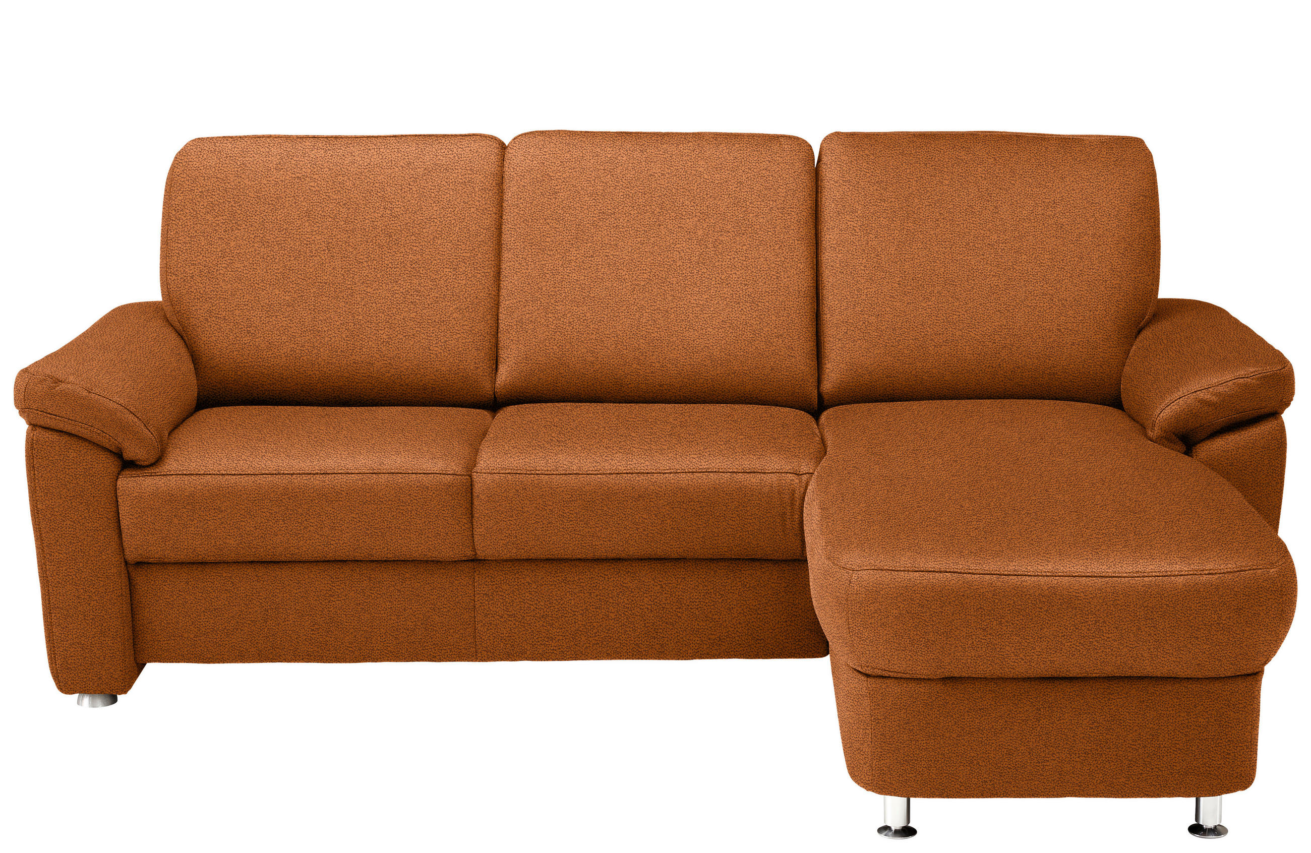 ECKSOFA  in Webstoff Cognac  220/163 cm  - Chromfarben/Cognac, KONVENTIONELL, Textil/Metall (220/163cm) - Beldomo System