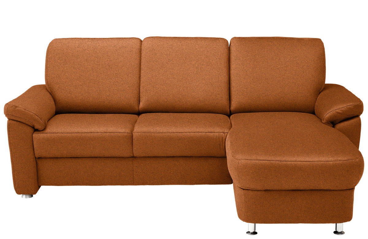 ECKSOFA  in Webstoff Cognac  220/163 cm  - Chromfarben/Cognac, KONVENTIONELL, Textil/Metall (220/163cm) - Beldomo System