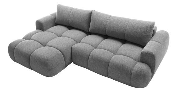 ECKSOFA Hellgrau Struktur  inkl. Rückenkissen, Bettkasten, Schlaffunktion, Rücken echt, Liegefläche im Originalstoff  - Hellgrau/Schwarz, KONVENTIONELL, Kunststoff/Textil (172/272cm) - Carryhome