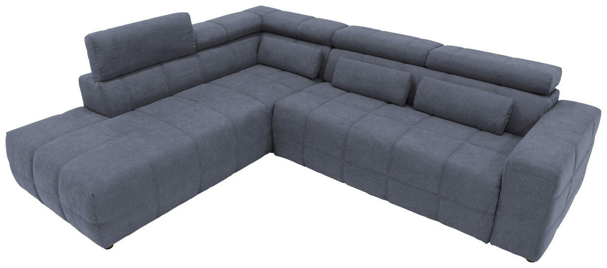 ECKSOFA Dunkelgrau Mikrofaser  - Dunkelgrau/Schwarz, Design, Kunststoff/Textil (228/275cm) - MID.YOU