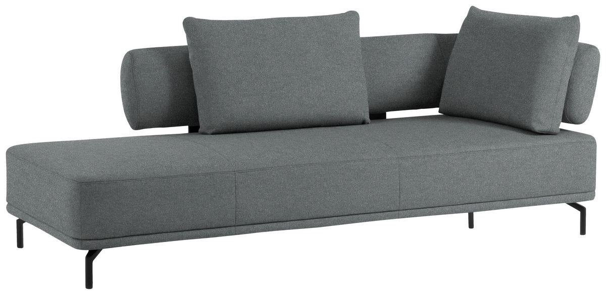 RÉCAMIERE in Flachgewebe Grau  - Schwarz/Grau, Design, Textil/Metall (227/89/101cm) - Dieter Knoll