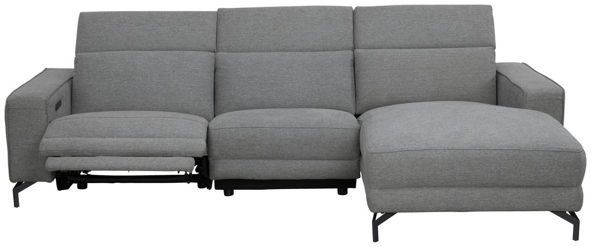 ECKSOFA Grau Webstoff  - Schwarz/Grau, Design, Textil/Metall (278/176cm) - Livetastic