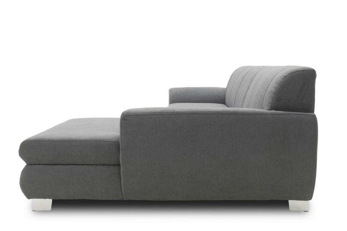 ECKSCHLAFSOFA NIKA Dunkelgrau Webstoff  - Dunkelgrau/Silberfarben, Basics, Holz/Textil (277/156cm) - MID.YOU