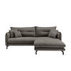 ECKSOFA Graubraun Mikrofaser  - Graubraun/Schwarz, Design, Textil/Metall (255/180cm) - Livetastic