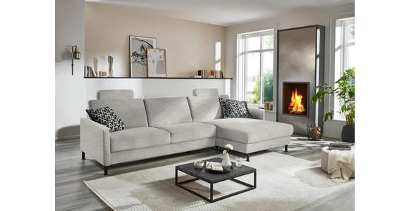 ECKSOFA  in Chenille, Flachgewebe Cappuccino  316/175 cm  - Schwarz/Cappuccino, Design, Textil/Metall (316/175cm) - Dieter Knoll