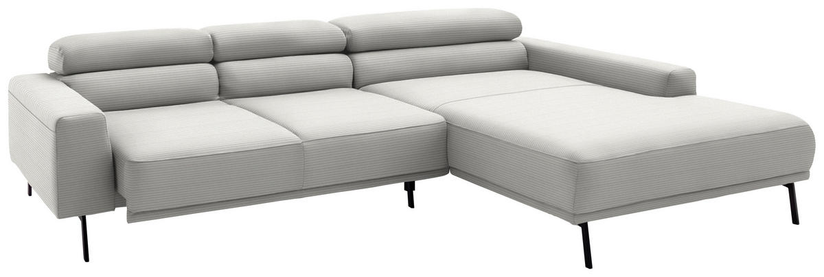 ECKSOFA  in Cord Greige  293/215-217 cm  - Greige/Schwarz, Design, Textil/Metall (293/215-217cm) - Schöner Wohnen
