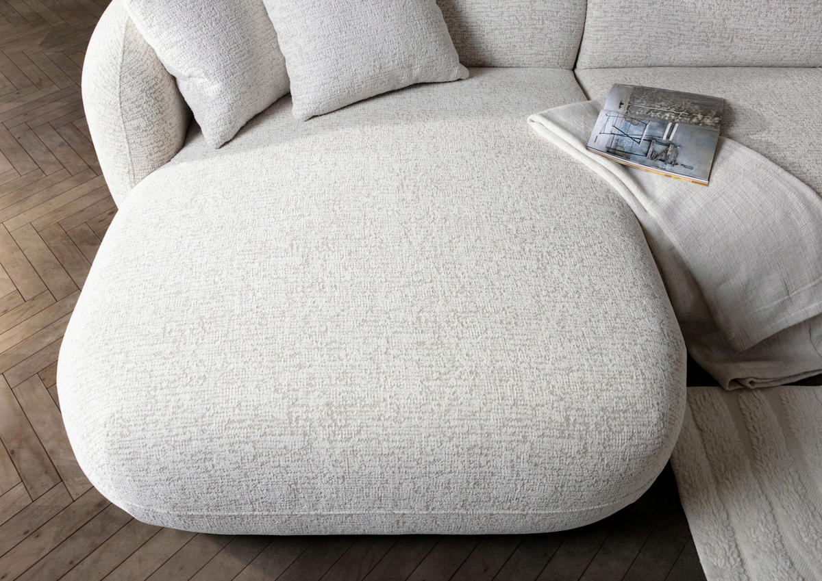 ECKSOFA Creme, Beige Flachgewebe Zierkissen, Rücken echt, Sitztiefenverstellung  - Beige/Creme, MODERN, Kunststoff/Textil (162/275cm) - Carryhome