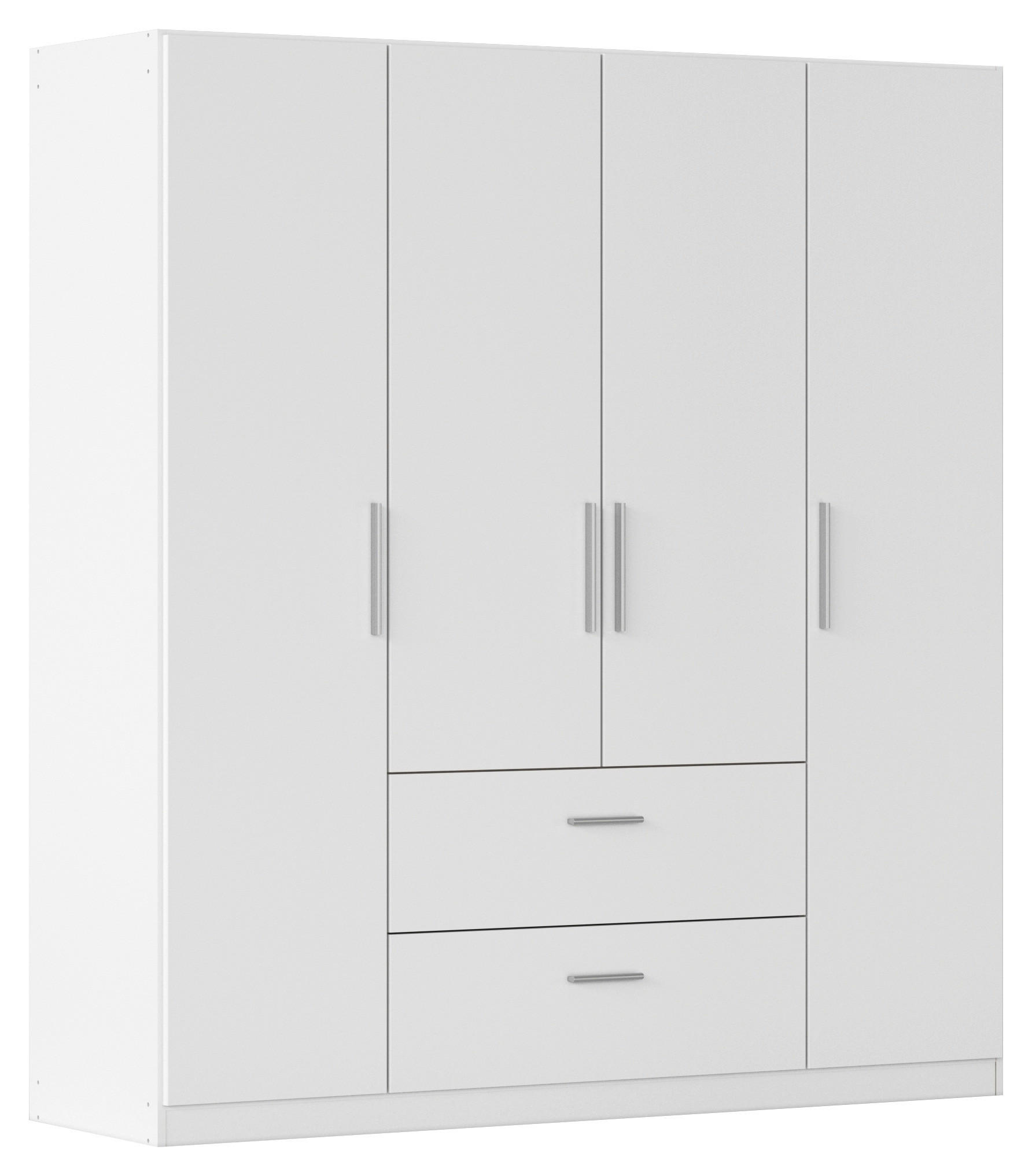DREHTÜRENSCHRANK Weiss  - Weiss/Alufarben, Konventionell, Holzwerkstoff/Kunststoff (181/197/54cm) - home24
