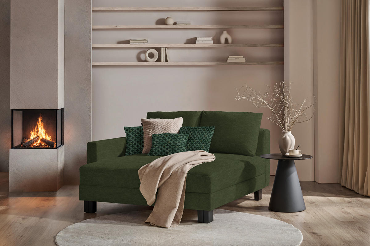 LIEGE  in Velours Grün  - Eiche dunkel/Grün, Design, Holz/Textil (137/72/155cm) - Joka