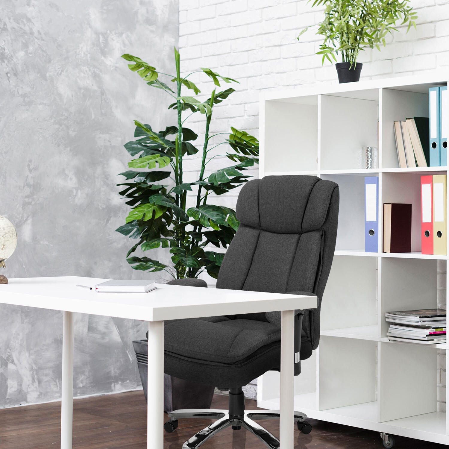 CHEFSESSEL Flachgewebe Dunkelgrau  - Dunkelgrau/Silberfarben, MODERN, Kunststoff/Textil (76/123/81cm) - MID.YOU