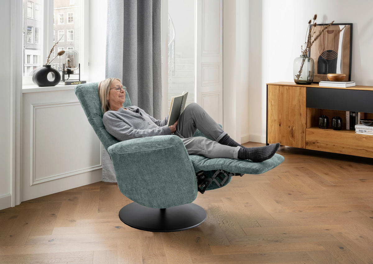 RELAXSESSEL in Textil Türkis  - Türkis/Schwarz, MODERN, Textil/Metall (72/118/85-165cm) - Livetastic