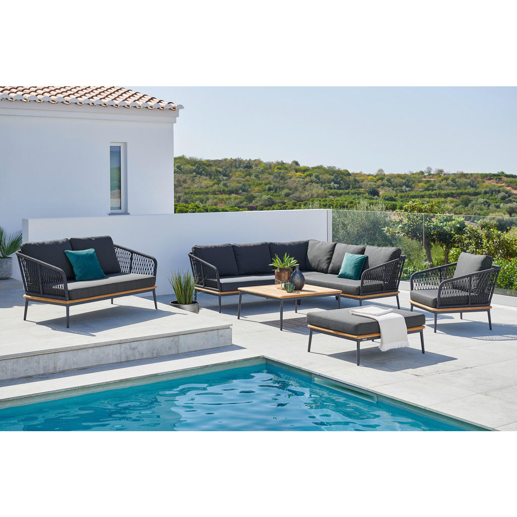 Thumbnail - Xxxl Loungesessel, Anthrazit, Teak, Holz, Metall, Textil, Teakholz, massiv, Füllung: Schaumstoff, konisch, 78x71x82 cm, ...