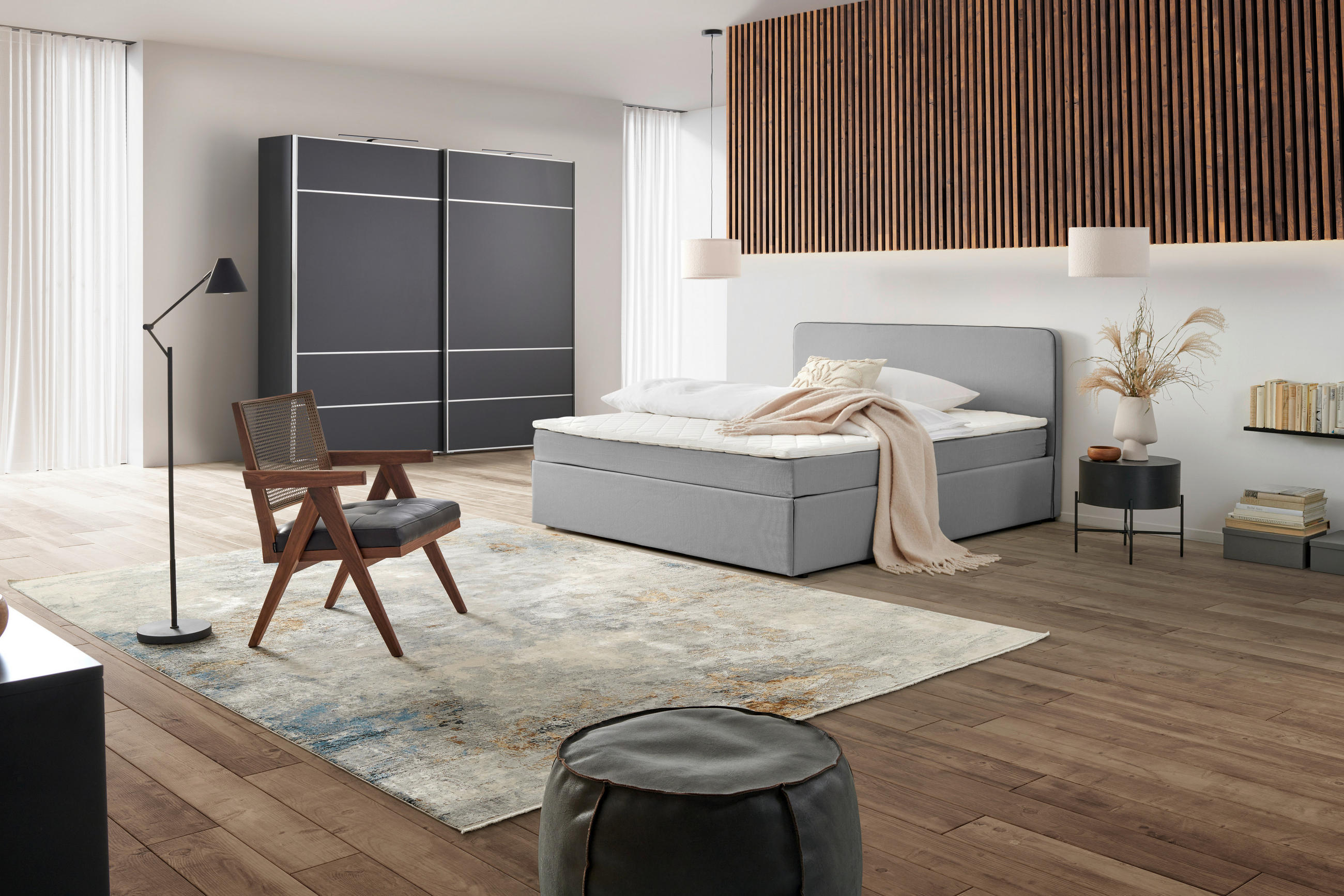 P & B AMERICKÁ POSTEĽ, 160/200 cm, svetlosivá