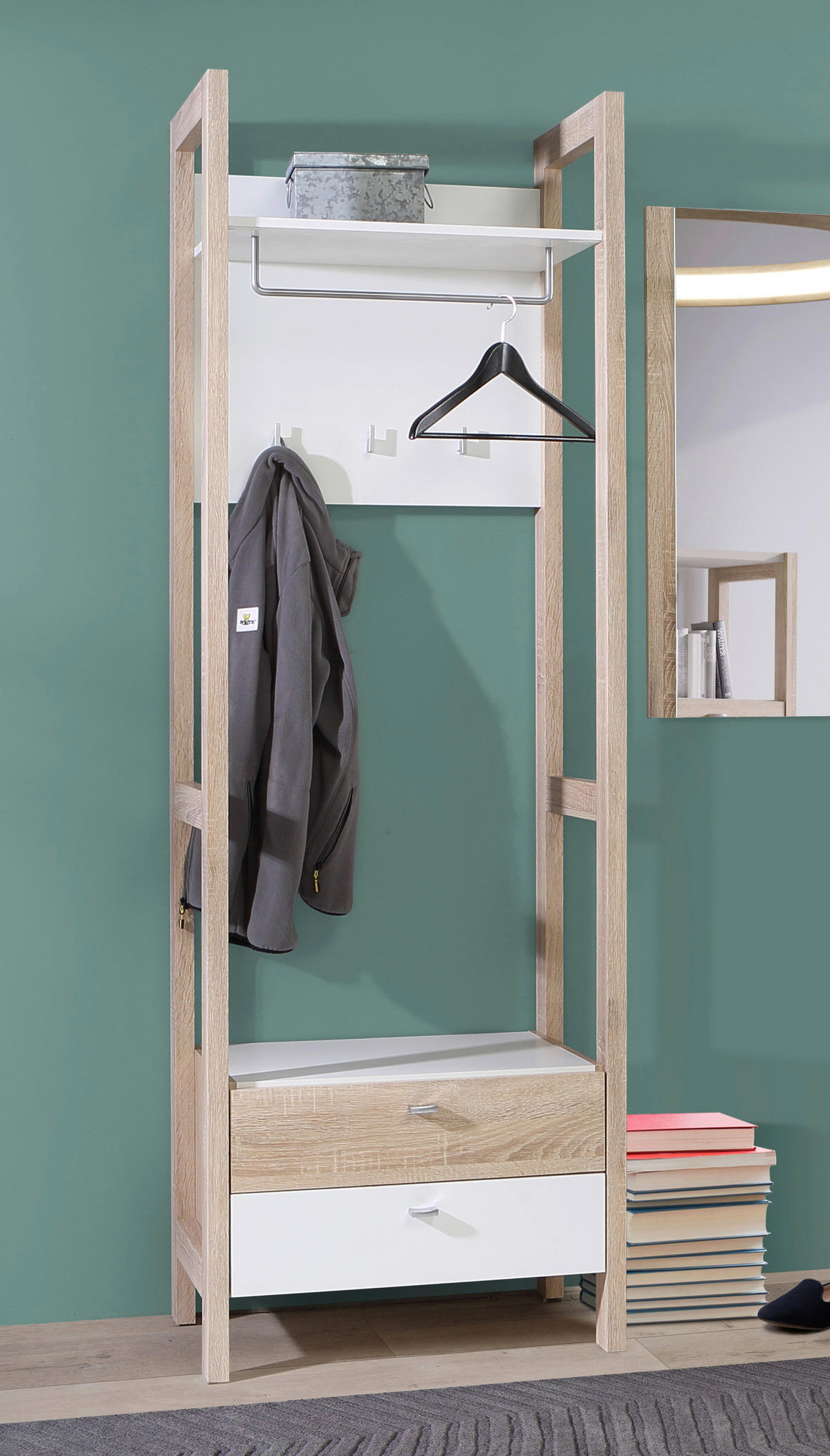 GARDEROBNI PANEL  bijela, boje hrasta   drvni materijal  - bijela/boje hrasta, Moderno, drvni materijal (67,2/200,1/41,2cm) - Hom`in