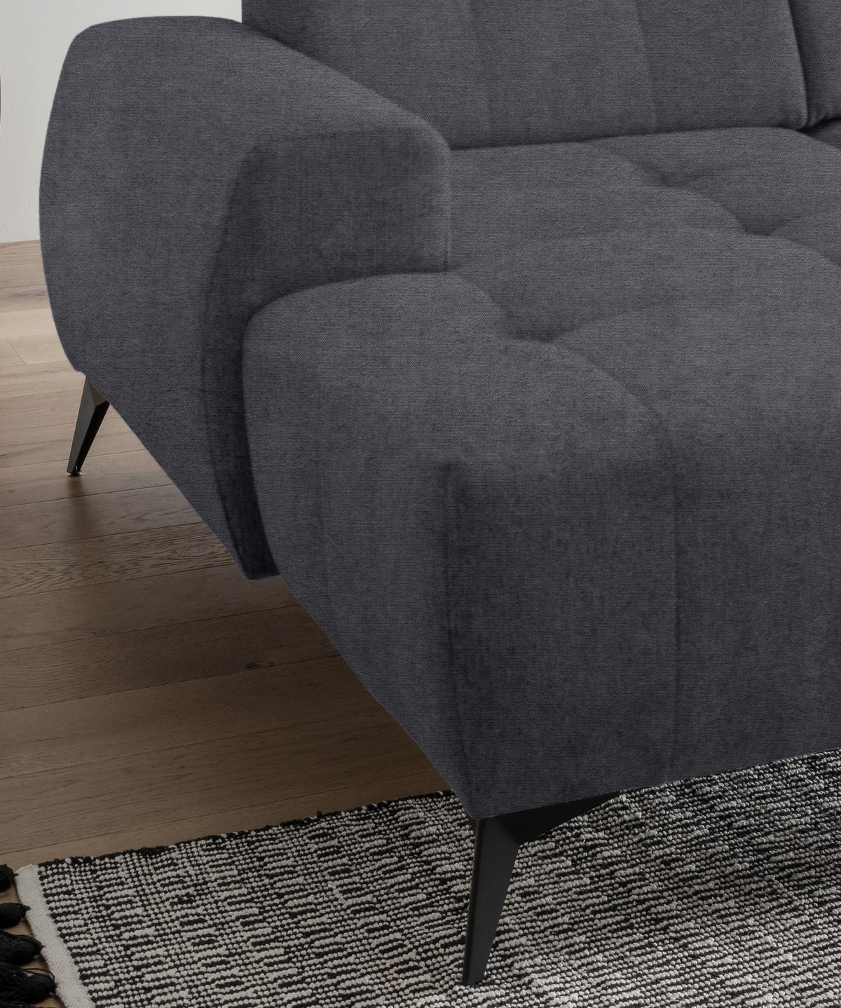 ECKSOFA in Mikrofaser Anthrazit  - Anthrazit/Schwarz, Modern, Textil/Metall (180/258cm) - Livetastic