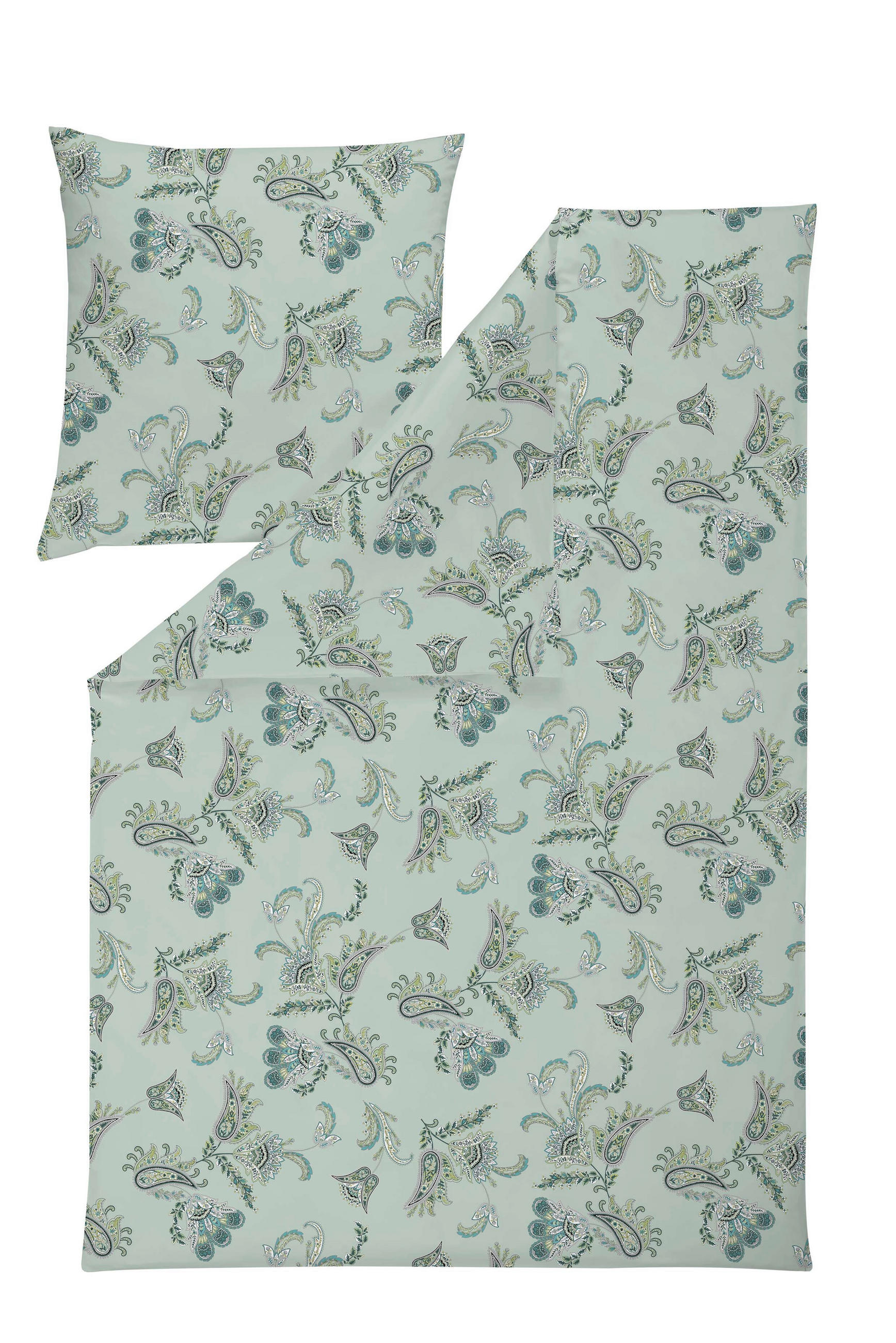 BETTWÄSCHE Atelier Makosatin 155/220 cm  - Salbeigrün, Design, Textil (155/220cm) - Estella