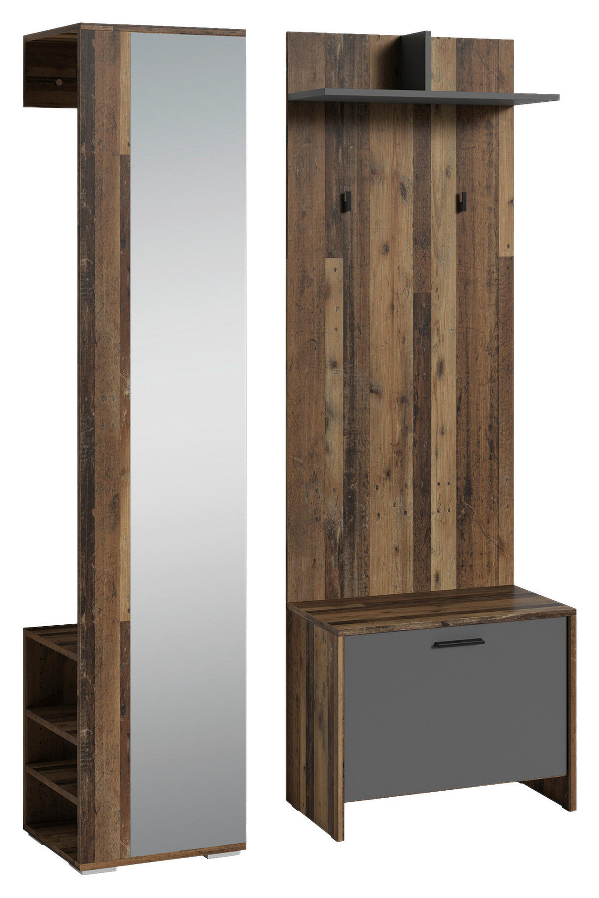 GARDEROBE 3-teilig  in 40/184/35 cm  - Alteiche/Anthrazit, Design, Holzwerkstoff (40/184/35cm) - MID.YOU