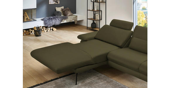 ECKSOFA in Echtleder Olivgrün 180/310 cm - Schwarz/Olivgrün, Design, Leder/Metall (180/310cm) - Dieter Knoll