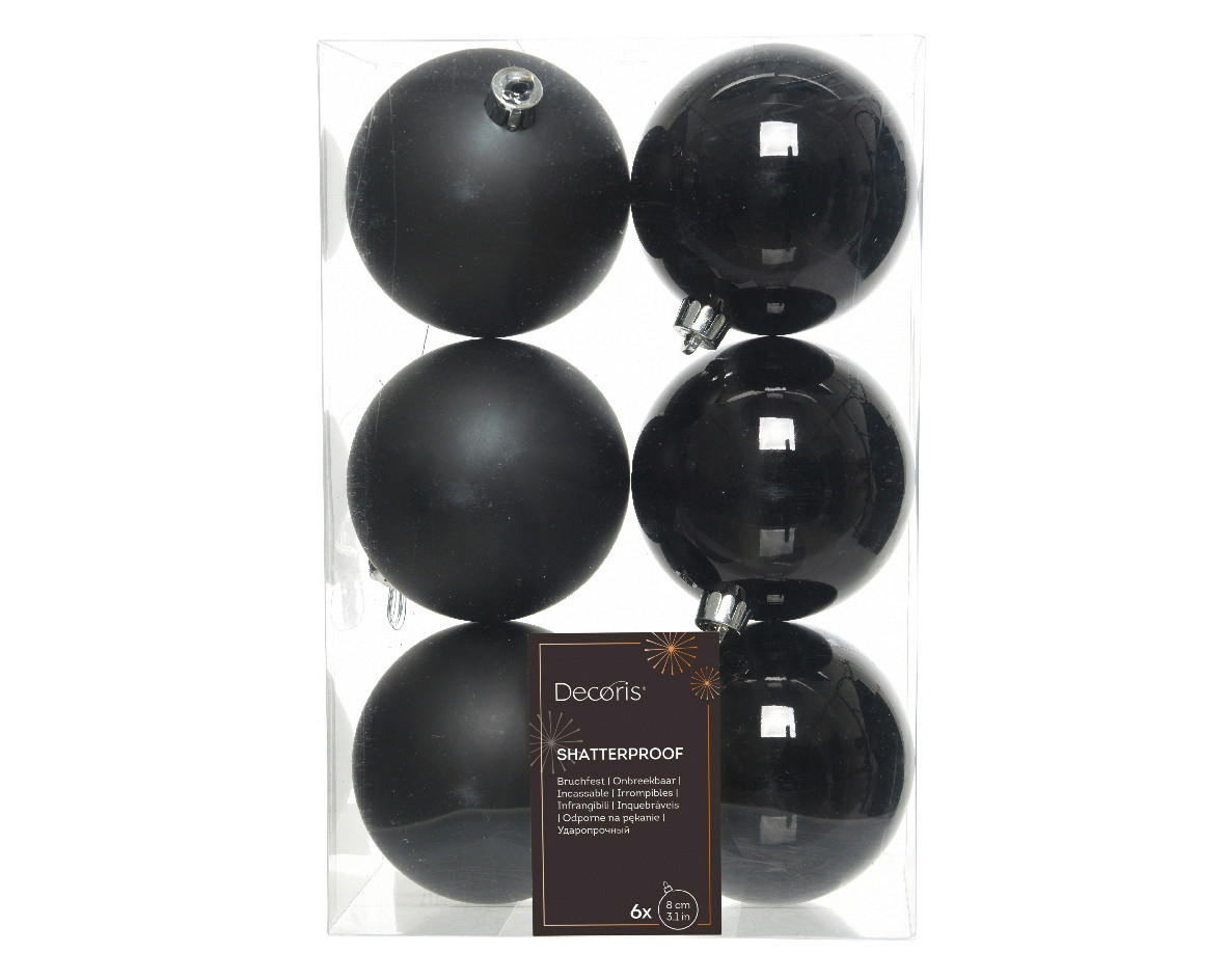 Set De Globuri De Crăciun - negru, Basics (8,00/8,00/8,00cm)