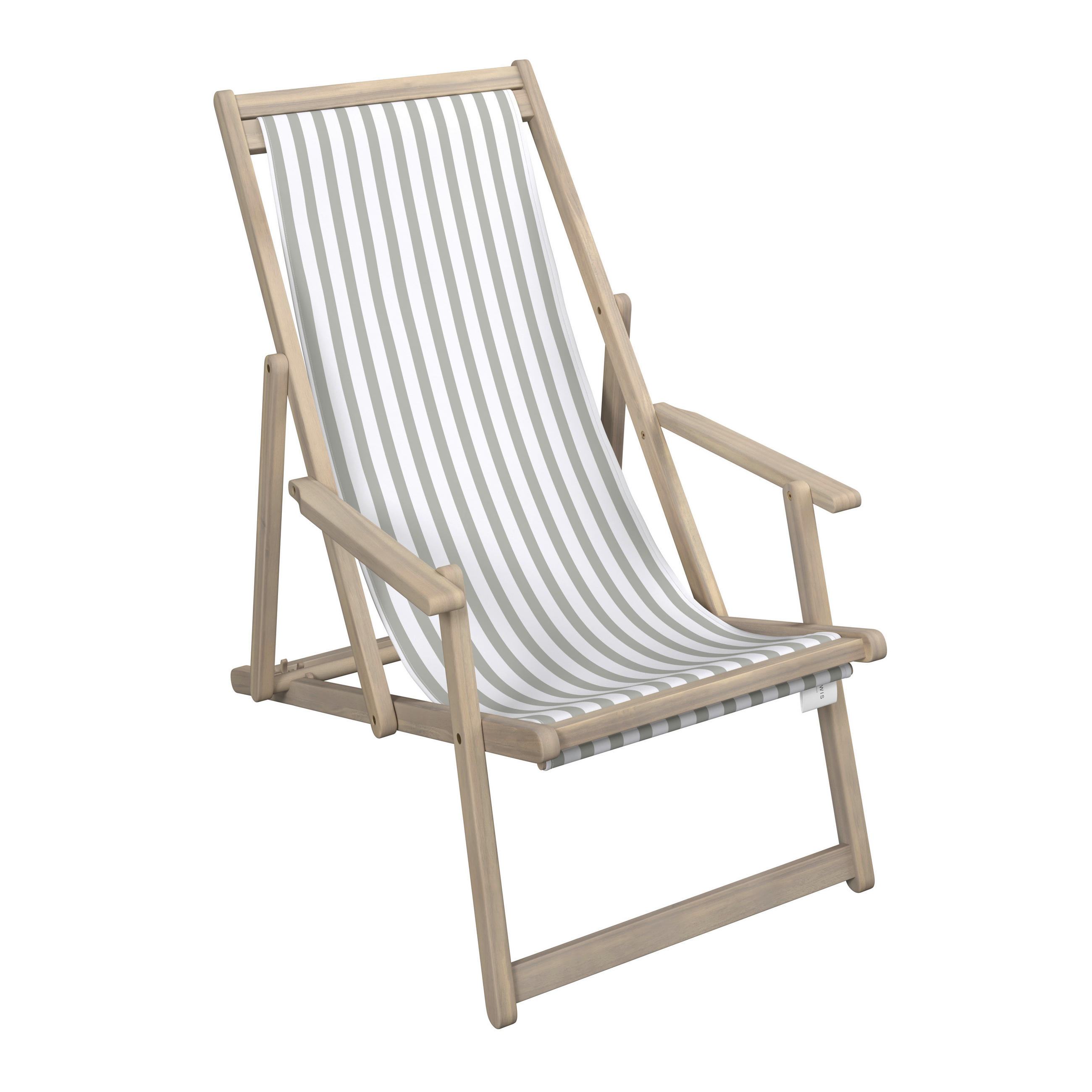 STRANDSTUHL Akazie Grün, Weiß, Akaziefarben  - Weiß/Akaziefarben, Basics, Holz/Textil (63/88/102cm) - Ambia Garden